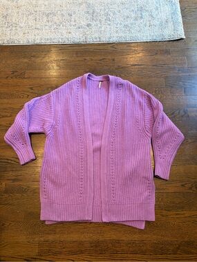 Free People Lavender Open-Front Knit Cardigan